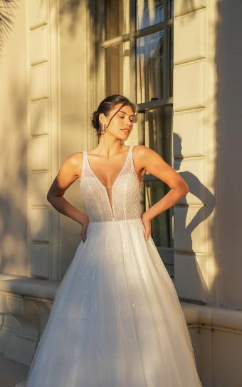 Stella York Style No. 7906IS #5 (IVIV-PL) Ivory Lace & Tulle over Ivory Gown w Porcelain Tulle Plunge thumbnail